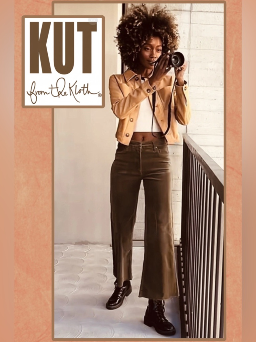 NWT Kut From The Kloth Meg High Rise Fab Ab Wide Leg Raw Hem Pant Brown 4